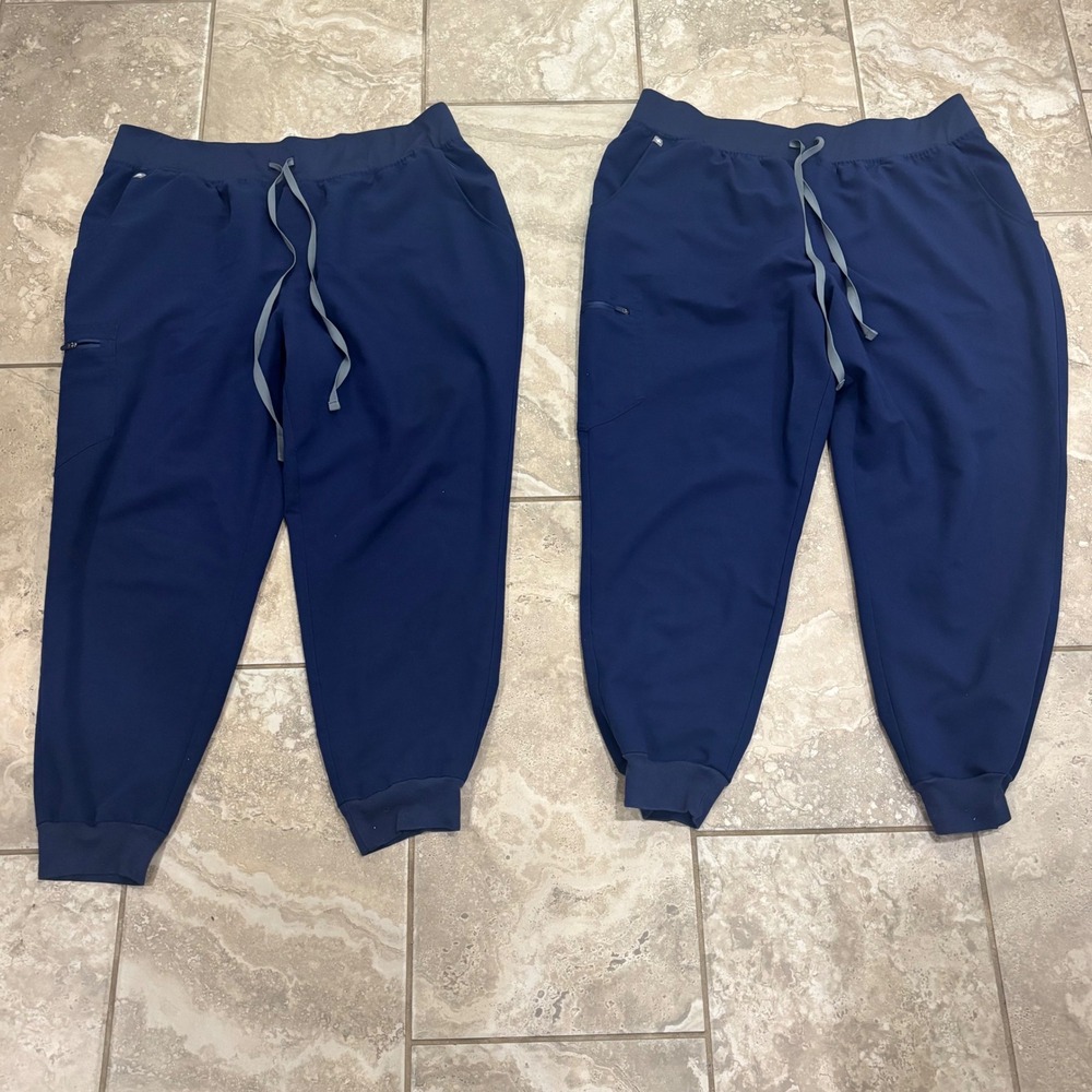 Figs Zamora Jogger Scrub Pants Navy Blue 3XL Technical Collection Set of 2